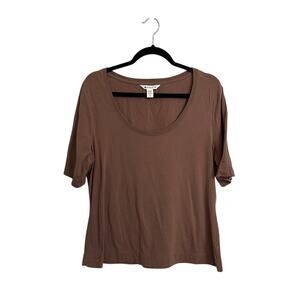 Athleta Tee Shirt Womens XL Brown Outbound Scoop Neck Short Sleeve Top